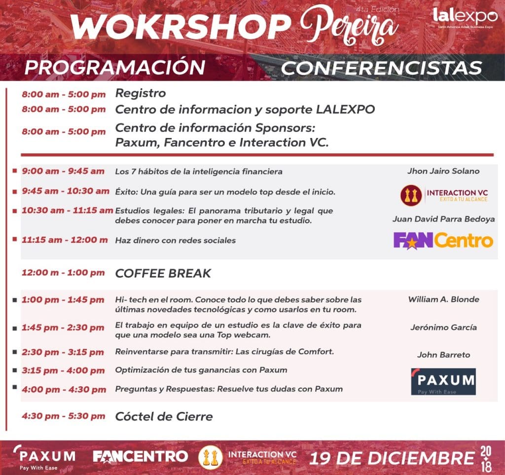 Lalexpo anuncia su Workshop Pereira 2018